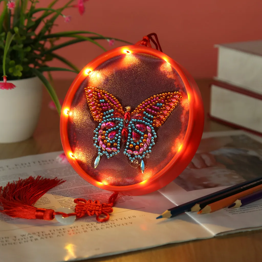 Светящаяся красная бабочка DIY алмазная живопись ночной свет