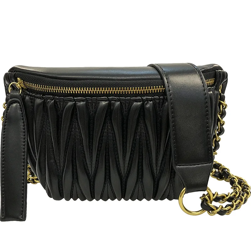 Summer New Pleated Waist Bag Designer Brand Handbag Crossbody  Ins Chest Bag Waist  Pack Male Fashion Shoulder Belt Bag
