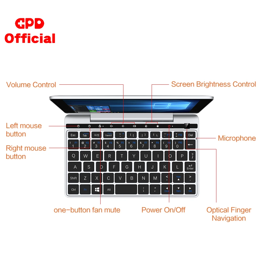 
GPD Pocket 2 Pocket2 8GB 256GB 7 Inch Touch Screen Mini PC Pocket Laptop Notebook CPU Intel Celeron 3965Y Windows 10 System 