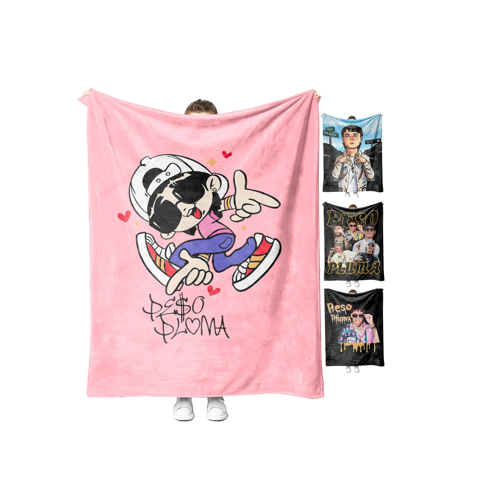 top selling products 2024 Custom peso pluma American concert cover sublimation fluffy travel throw blanket with fans