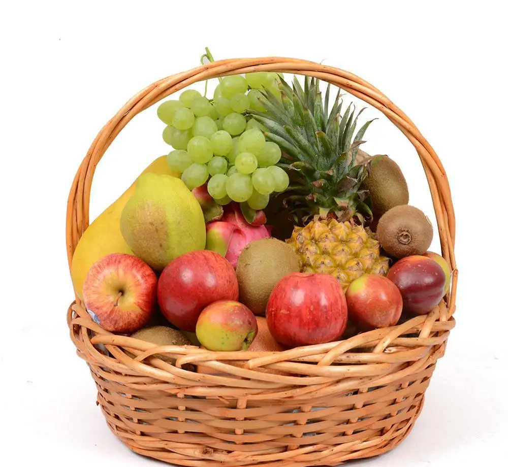 Wholesale cheap handmade oval  suppliers wicker fruit basket empty gift basket with handle