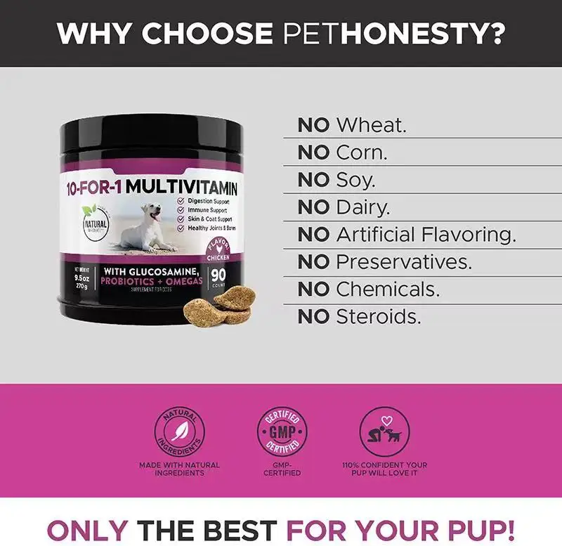 OEM 10 в 1 собака мультивитаминного с Глюкозамин Эфирное собаки добавки и витамины Пробиотики