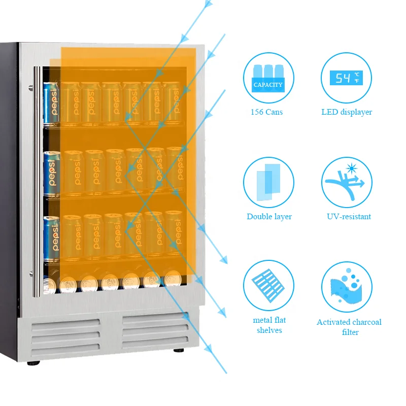 Wholesale Kitchen Countertop Upright Dual Zone Single Stainless Steel Glass Door Electric Beverage Cooler With CE Approved