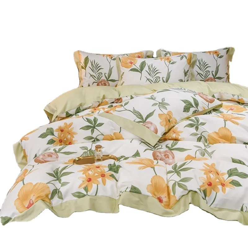 wholesale embroidery 100% cotton sleep aid plants/flowers design comforter sets bedding luxury