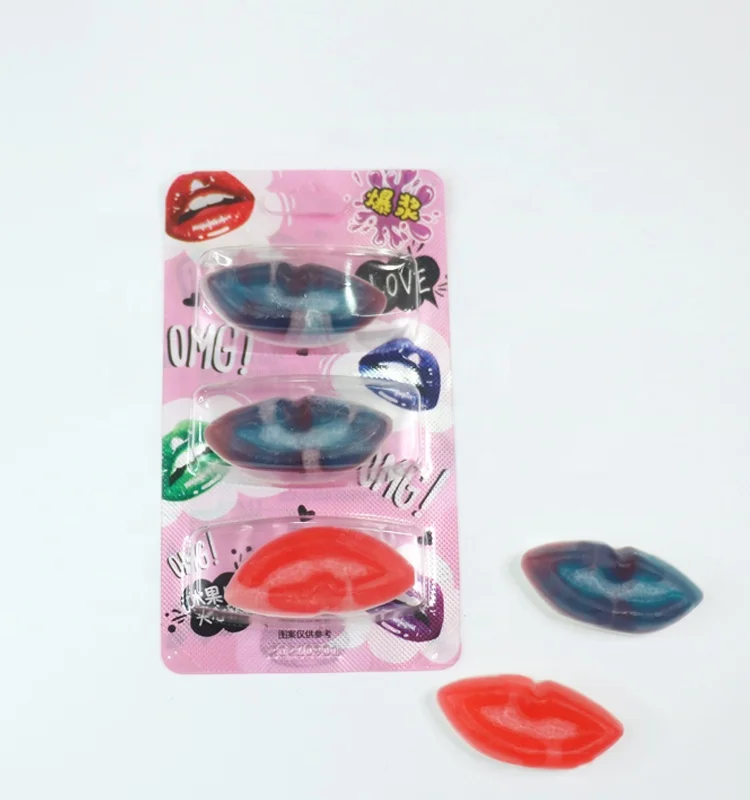 Lovely Sexy Kiss Custom Lips Shape Candy Gummy Glucose Fruit Gummy Candy Wholesale Halloween Candy for Kids