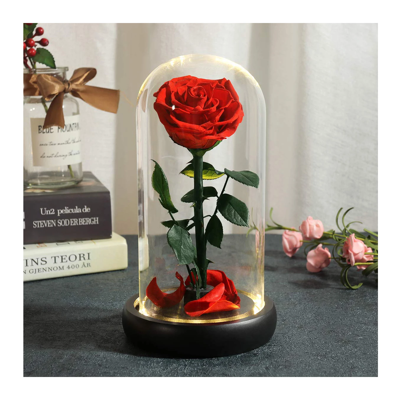 forever roses wholesale 7cm led enchanted galaxy rose eternal reasonable price preserved rose in dome glass
