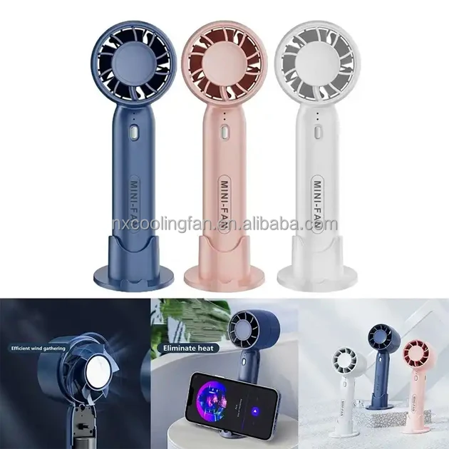 NX 2023 Three wind speeds USB rechargeable fan outdoor portable handheld fan with mobile phone holder mini portable fan