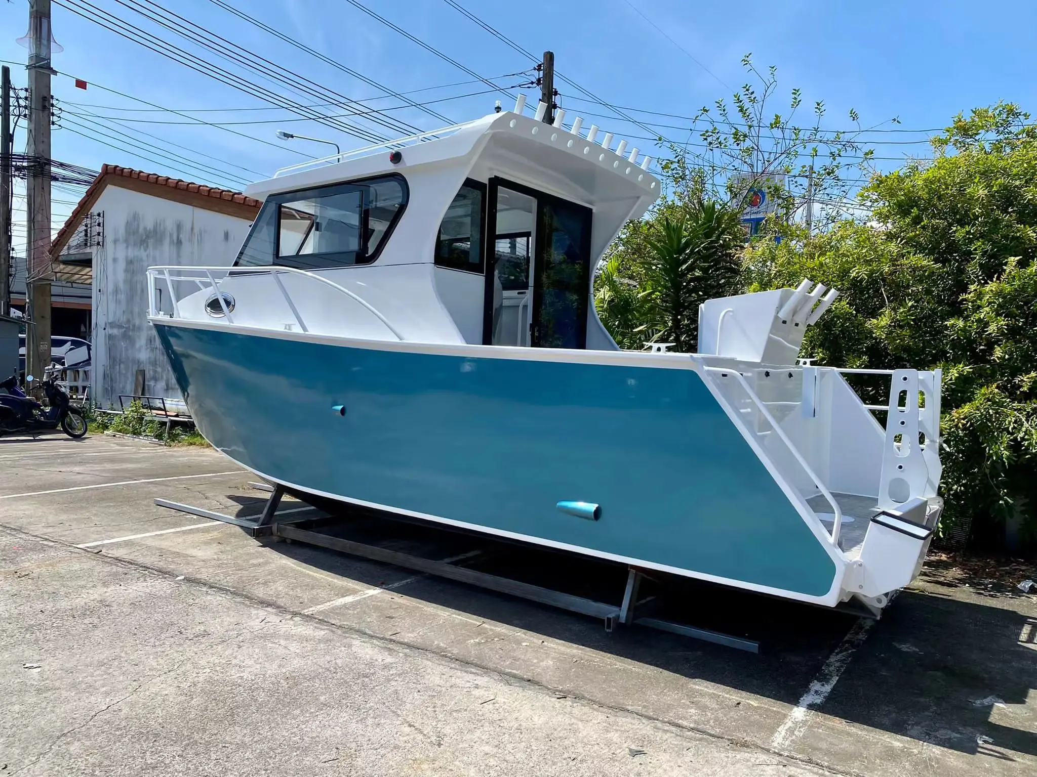 Ocean Alloy Boat 25ft 7.5m Lifestyle yacht luxury Aluminum Fishing Boat cabin cruiser for Sale Thailand with kitchen & Handbasin