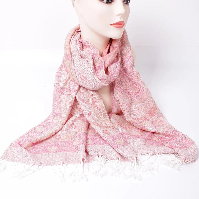 Wholesale Floral Tassel Shawl Women Luxury Scarves Embroidery Soft Bohemia Stole Ethnic Wrap Snood