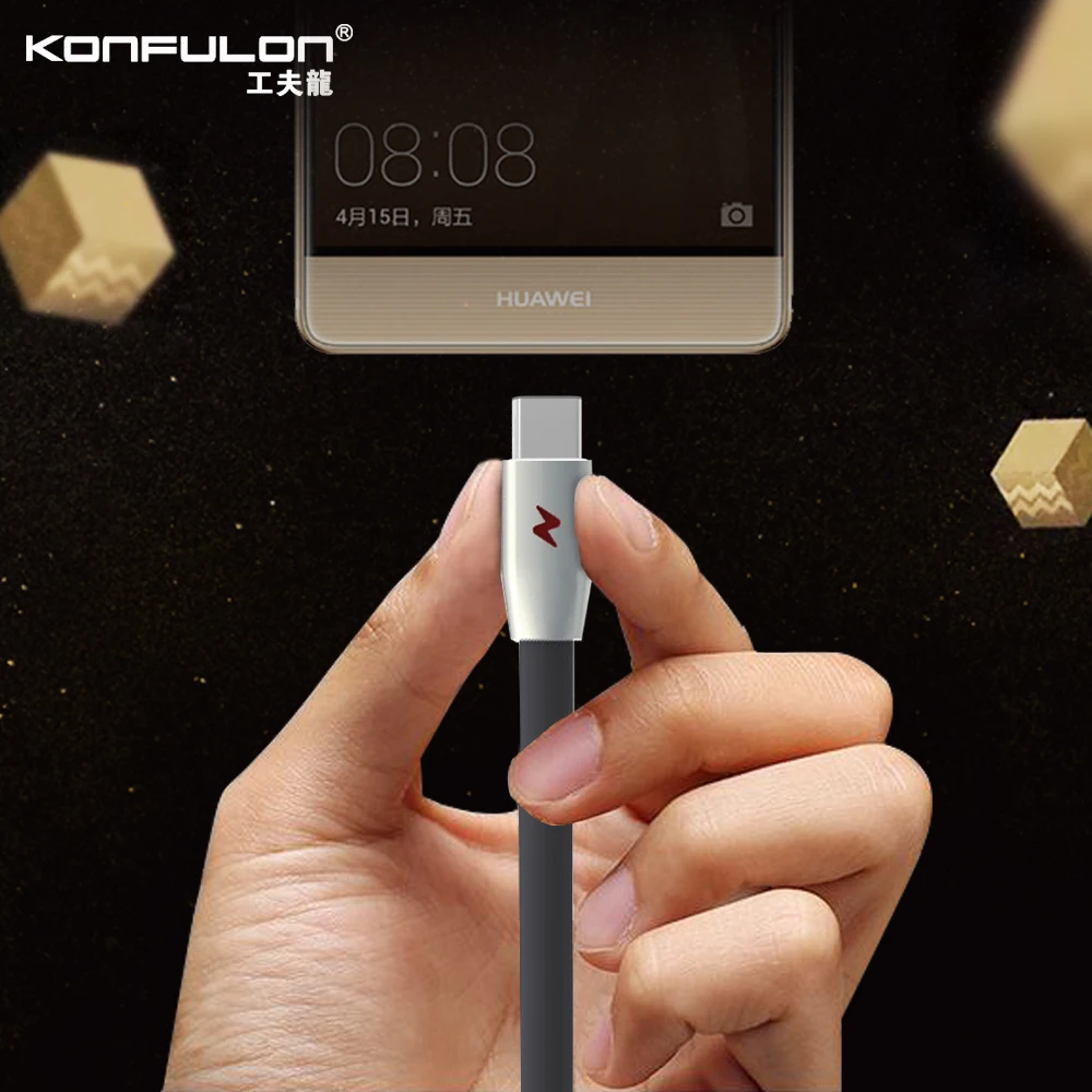  Konfulon быстрая зарядка 3 А USB-кабель со светодиодным индикатором для передачи данных мобильного