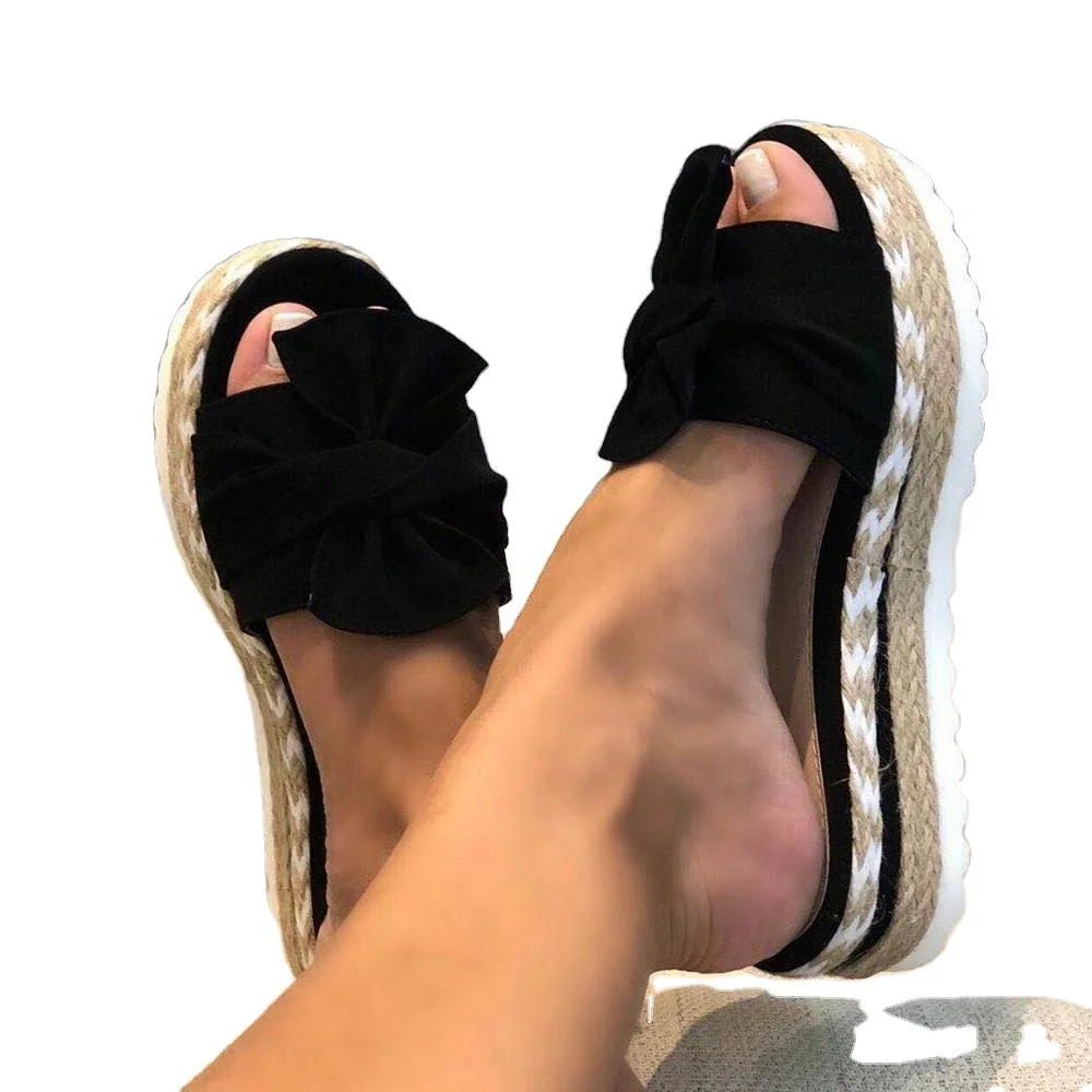 2021 Platform sandals Women Bow Indoor Outdoor Flip flops Beach Shoes Female Slippers Sandals