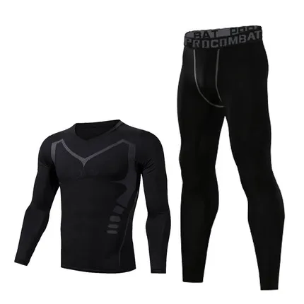 Customized LOGO men summer running wear sew two piece slim fit jogging wholesale fitness compression tights sweat suits