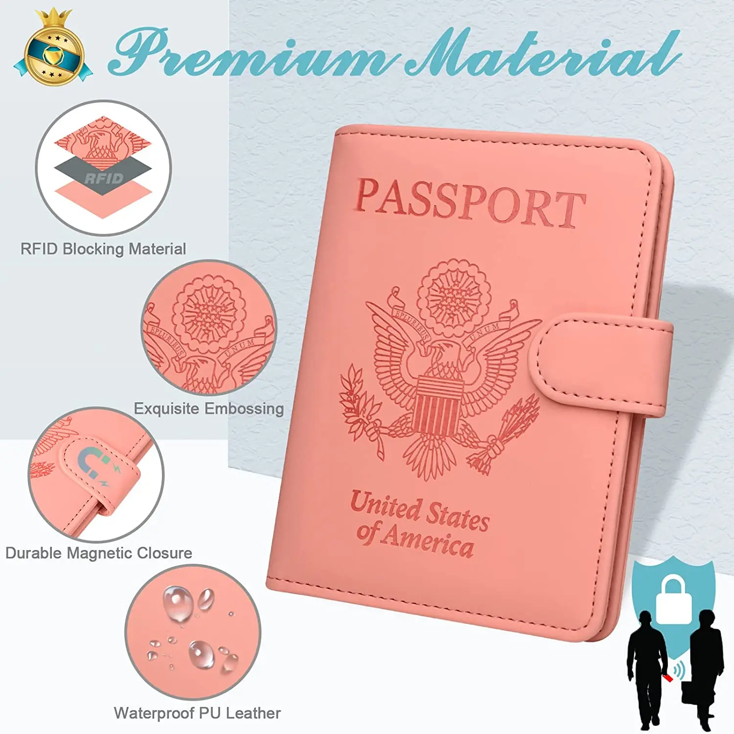 Holographic Flight Ticket Embossed Leatherette Passport Holder Canada Black Passport Cover Pu Leather With Sim Card