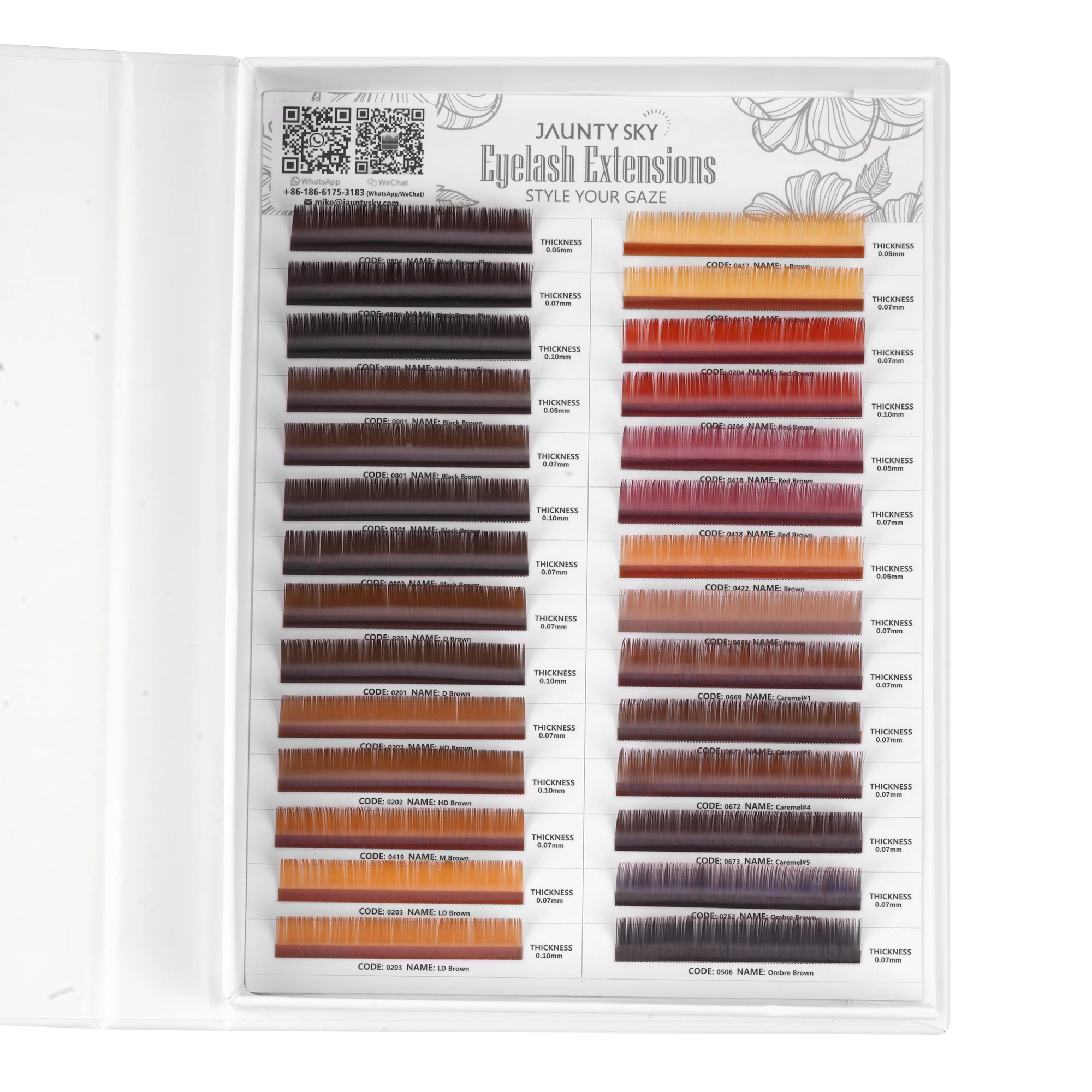 Jaunty Sky Private Label DIY Eyelash Extension Colorful DIY Eyelashes Individual Eyelash Wholesale Faux Mink Brown Lashes