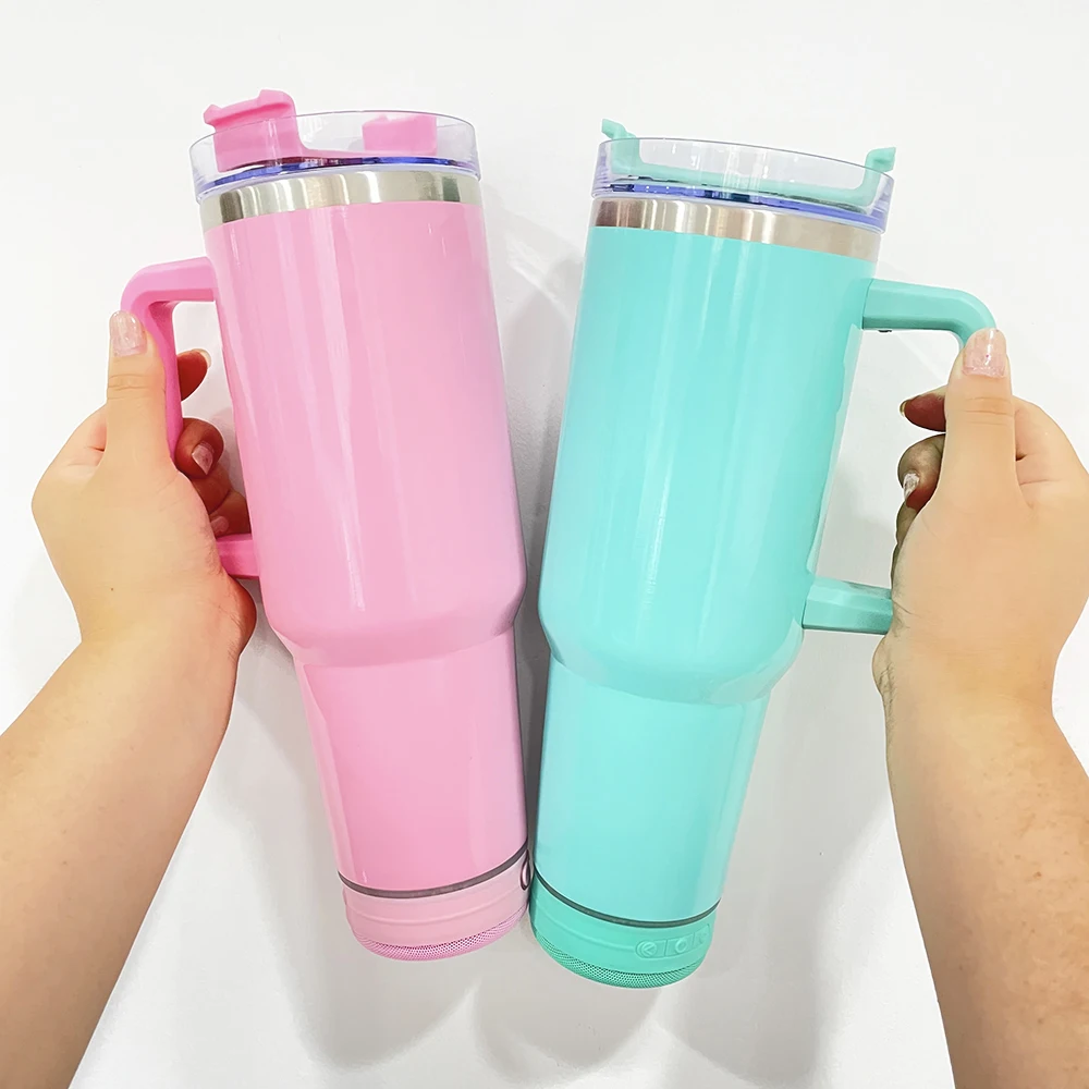 Outdoor Sport 40oz Speaker Tumbler Sublimation Wireless Reusable Drinkware Music Player Sublimation Tumblers with Speakers