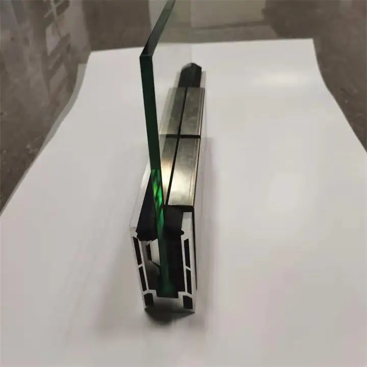 Balcony tempered double deck system manufacturer U-shaped base trough aluminum clamp fixed glass railing