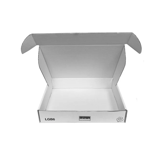 Custom Printed E Commerce delivery Packaging Box Flute Corrugated Cardboard Tab Locking White Mailer Box