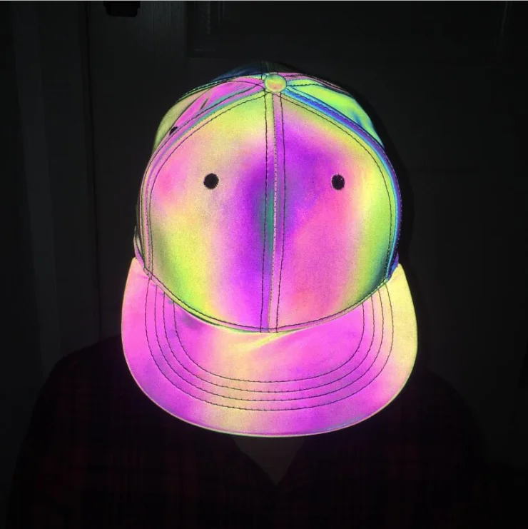 high visibility safety unstructured rainbow color printing reflective hat washable fluorescent hunting reflect sunscreen hats