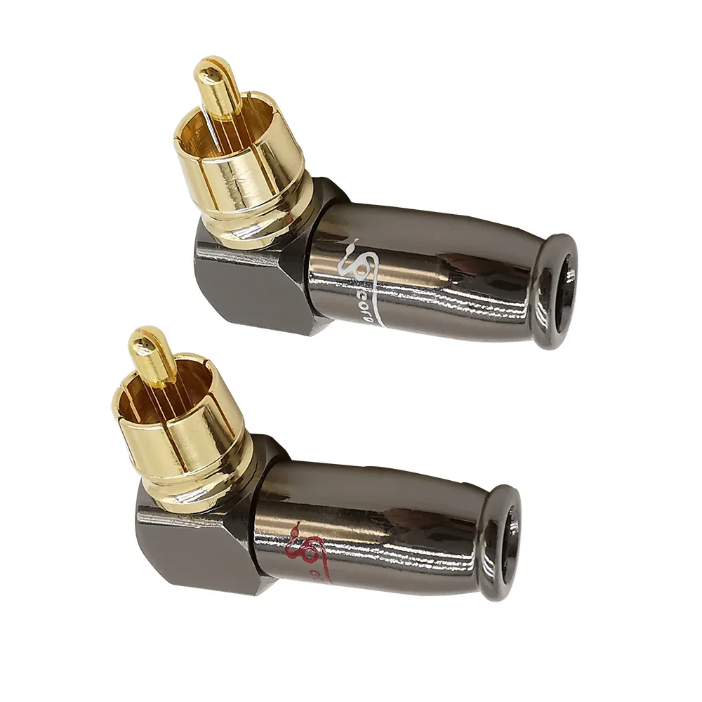 Right Angle 90   Degree RCA Male Plug Connector Soldering Connectors L-Shaped Audio Video Speaker Wire Adapter