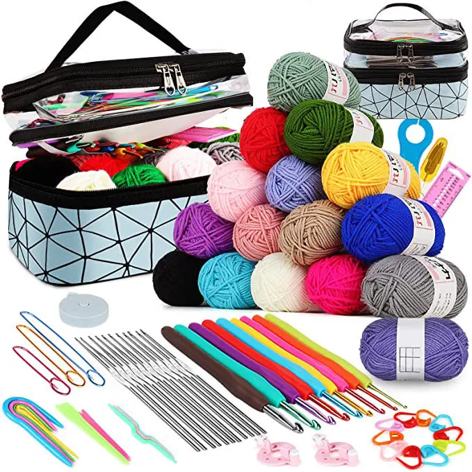 Crochet Kit for Beginners Kids Adults Crochet Hook Kit With Storage Bag Weaving Needles Set DIY Arts Craft Sewing Tools