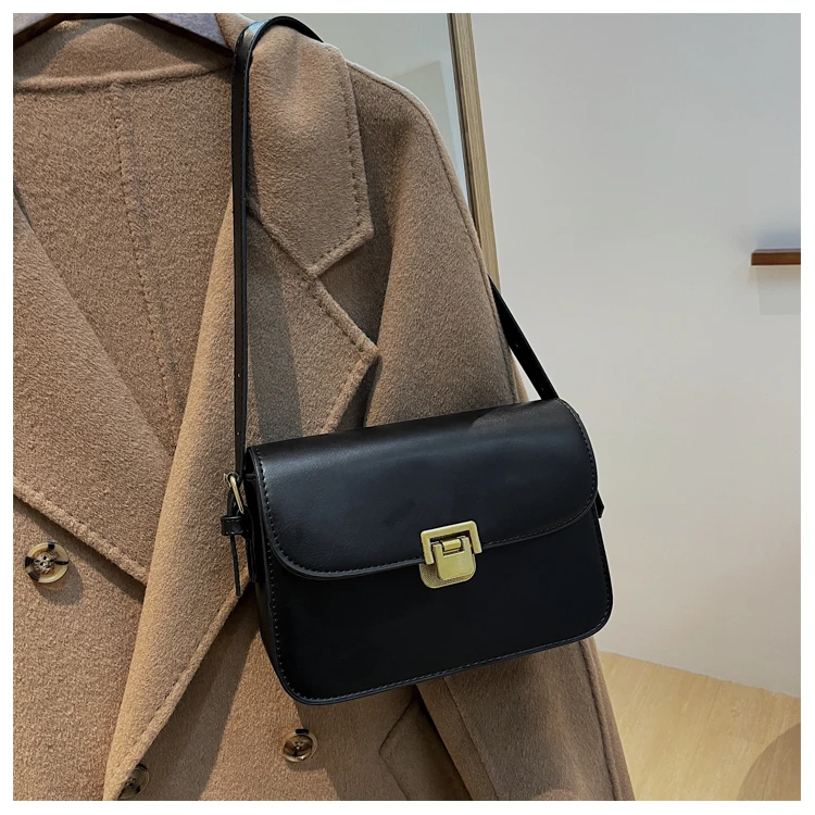 Women Fashion Simplicity Solid Color Handbag Niche Design Chain Single Shoulder Crossbody Bag