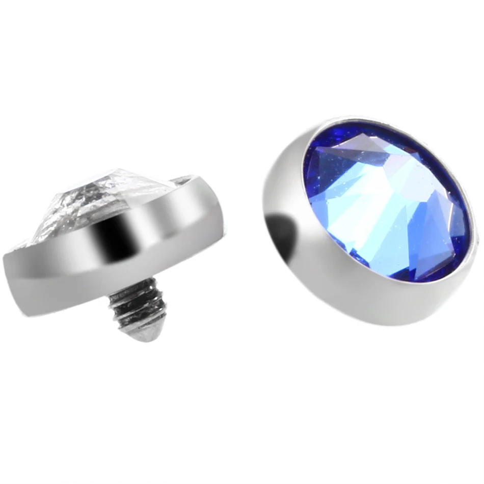 Titanium Internally Threaded 3mm 4mm 5mm 7mm Dermal Anchors Colorful Gems Dermal Top Micro Dermal Skin Diver Jewelry