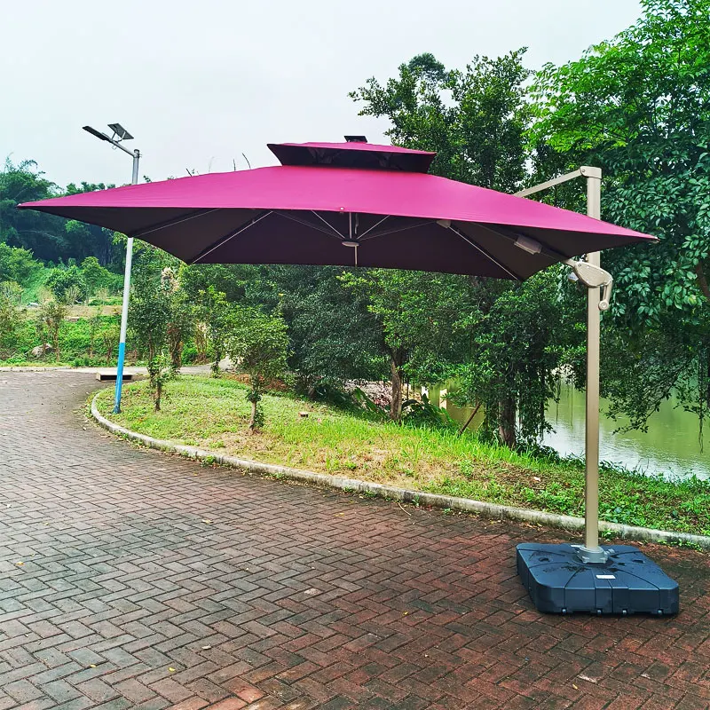 Tuoye Outdoor Patio Waterproof Polyester Parasol Waterproof aluminum Frame 3*3M Double Layer  Roman Umbrella