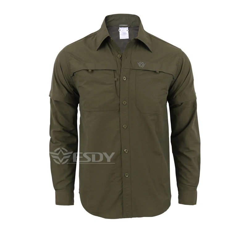 Green Outdoor Sports Removable Long Sleeve Short Sleeve Shirt Camo Quick Dry Clothes