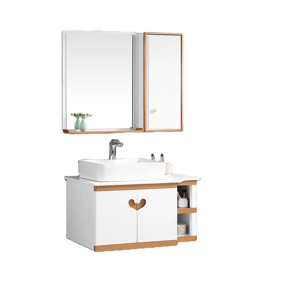 PVC hanging wall bathroom cabinet with mirror