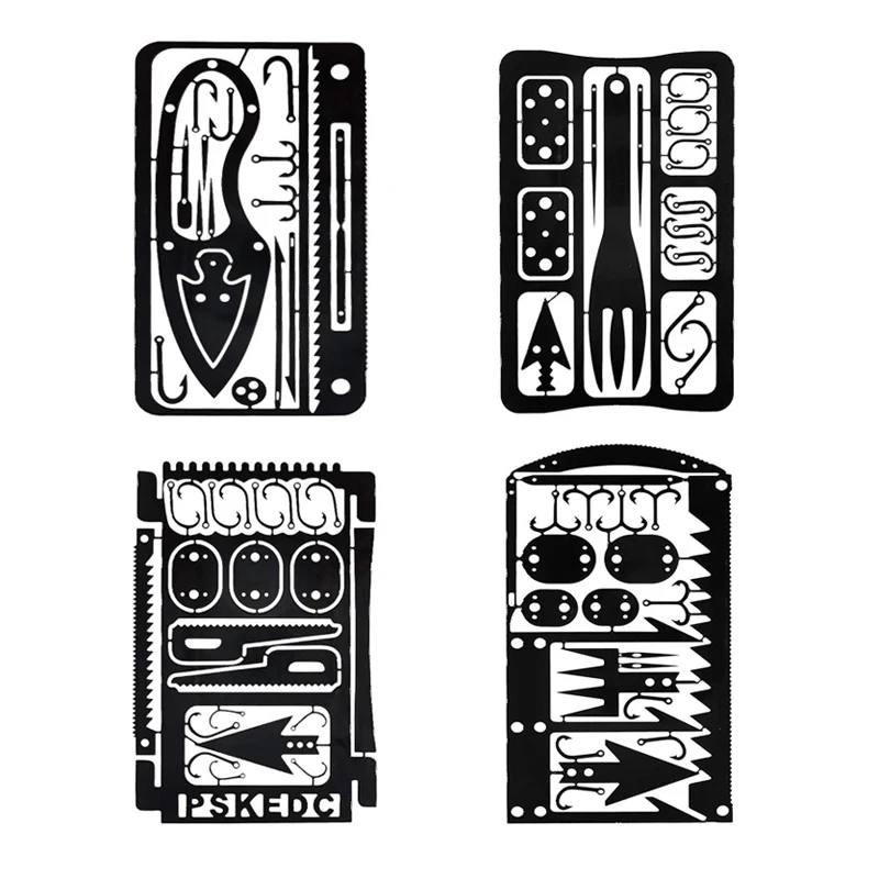 4pack Multi Tool Survival Gear Credit Card Camping Multipurpose EDC Fishing Hooks Gift Idea Ohter Outdoor Equipment