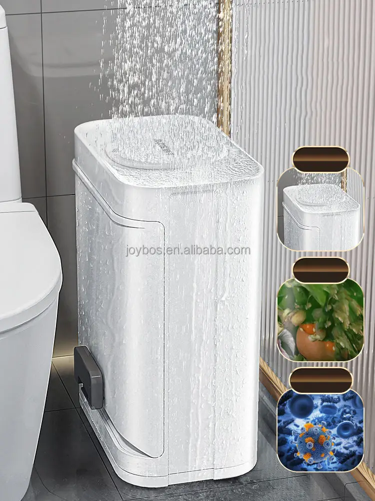 waste bin round stainless steel pedal trash can Plastic Kitchen Can With Press Type Lid Large Capacity Pedal Waste Bin