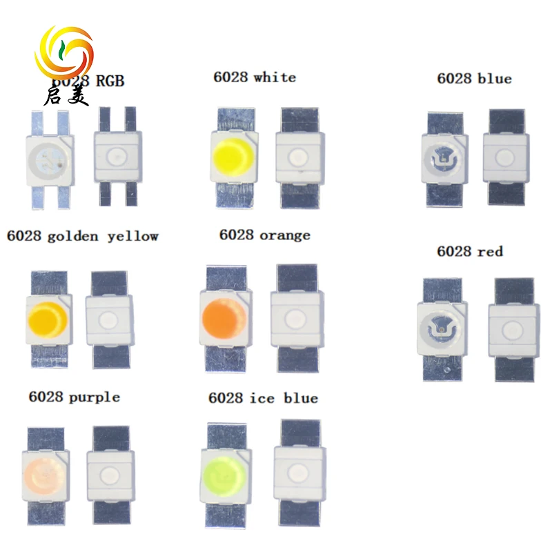 Оптовая продажа SMD 6028 светодиод 0 06 Вт 2 20MA RGB желтый янтарь красный фиолетовый зеленый белый синий чип для освещения автомобиля
