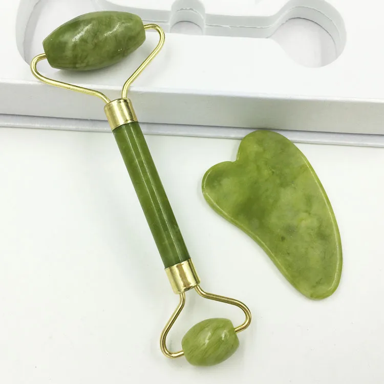 Jade Roller and Gua Sha Tools Set , Anti Aging  Quartz Roller Massager - 100% Real Natural Jade Roller for Face, Eye, Neck