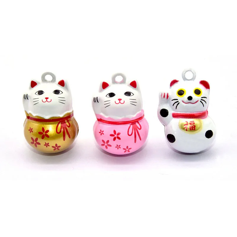 Lovely style pink white golden fortune cat small bells decoration cartoon bell