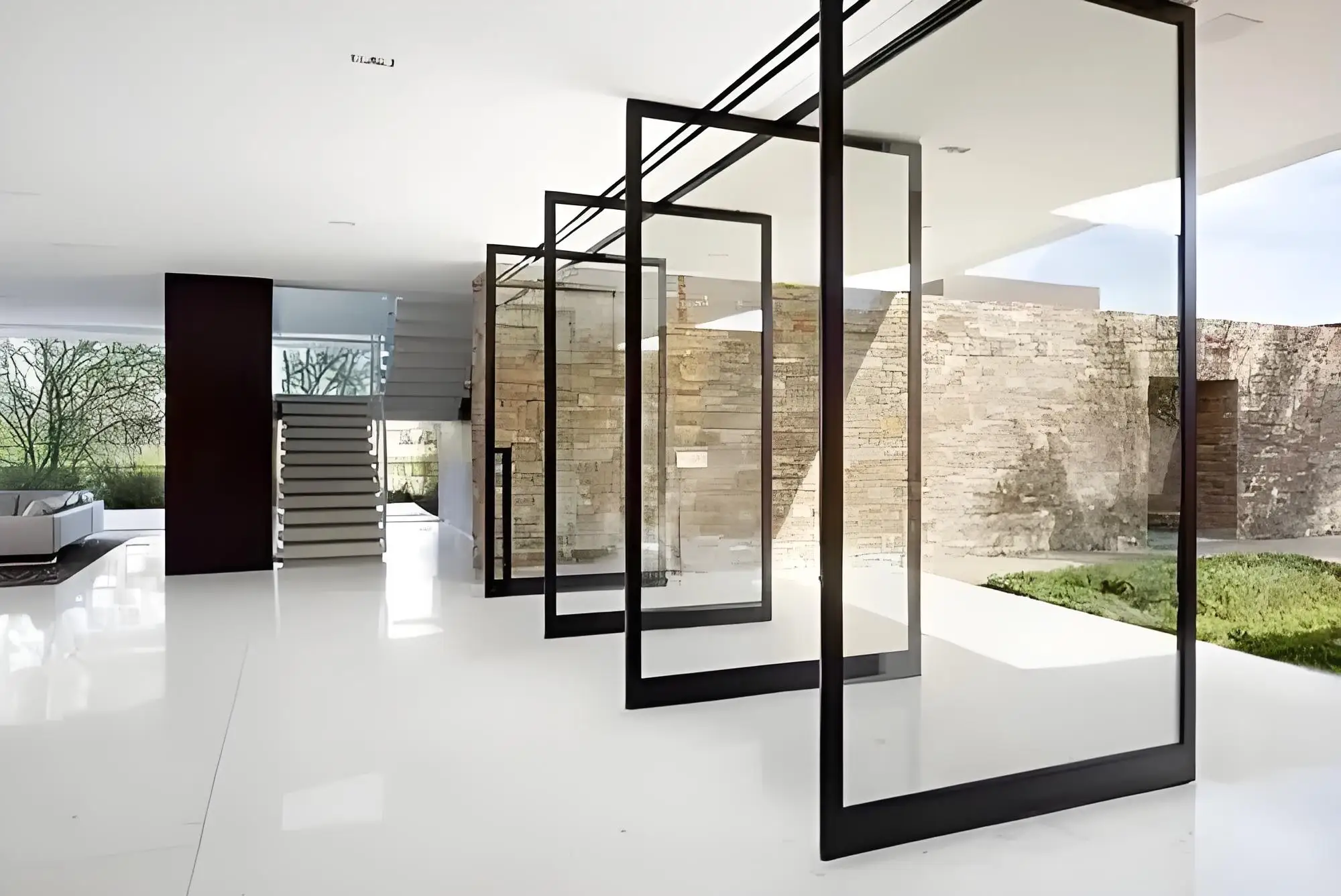 Modern Aluminum Entrance Pivot Apartment Bulletproof Windproof Soundproof Thermal-insulating Glass Steel Door Villa Office 1 Pcs