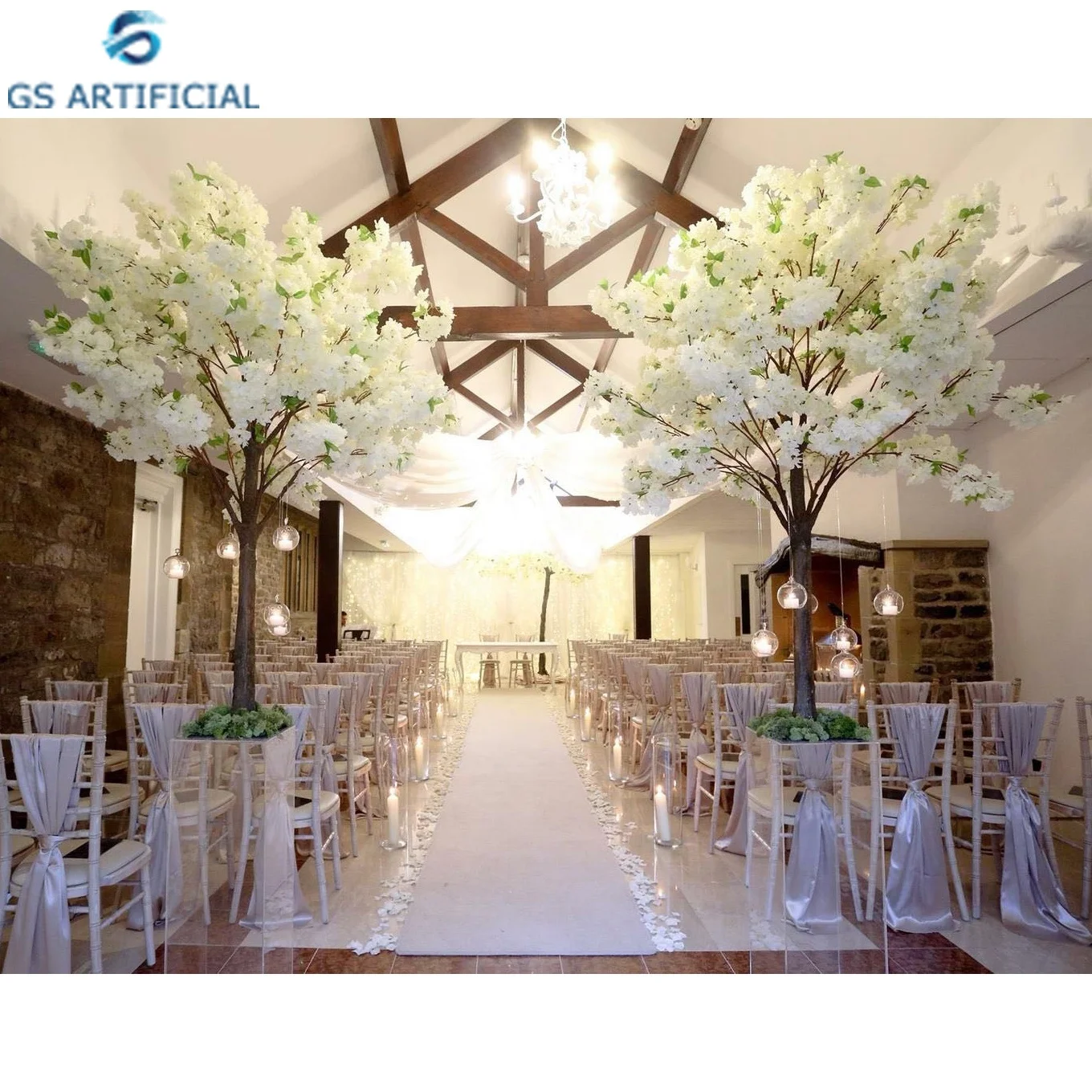 Factory Wholesale Artificial Indoor Cherry Blossom Tree Pink Flower Wedding Decorative