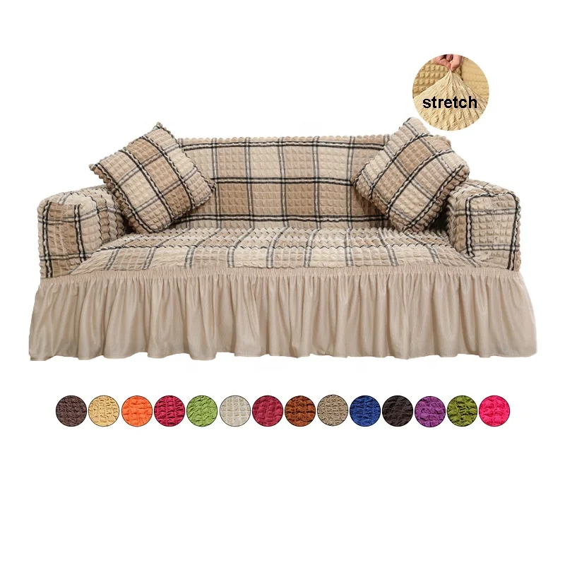 Home Center Bubble sofa cover Universal High Stretch Durable Furniture Protector Spanx Sofas Cover Slipcover with Skirt