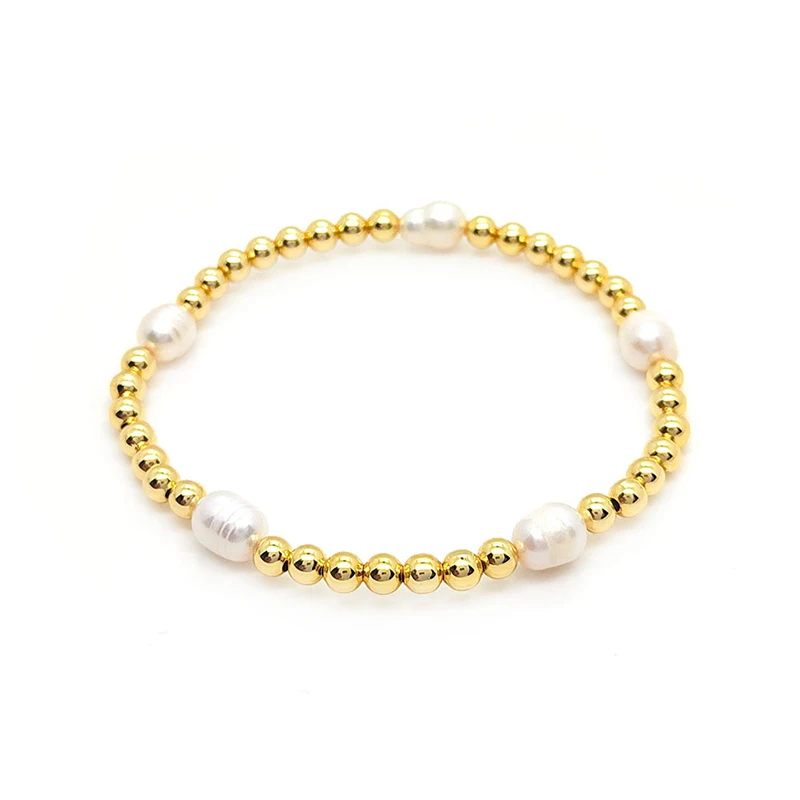 Cross Border Baroque Natural Pearl Bracelet Fashion 18K Gold Beaded Bracelet Vintage Devil Eye Enewton Bracelets for Women