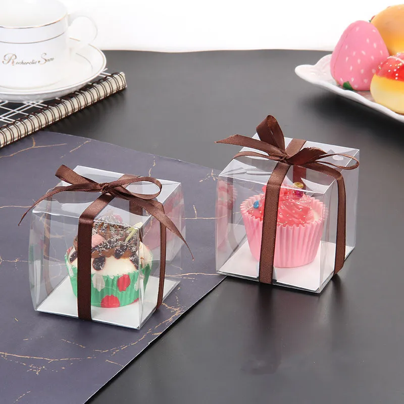 Wholesale Mini Muffin Carrier Box Cupcake Clear Plastic Box With Handle