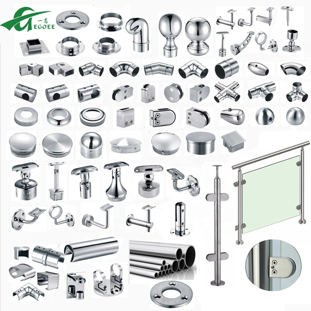 AISI 201 304 316 stainless rail glass balustrade glass railing for  staircase handrail design