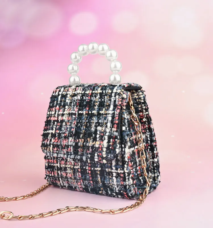 
Custom luxury clutch crystal party tweed coin purses for women 