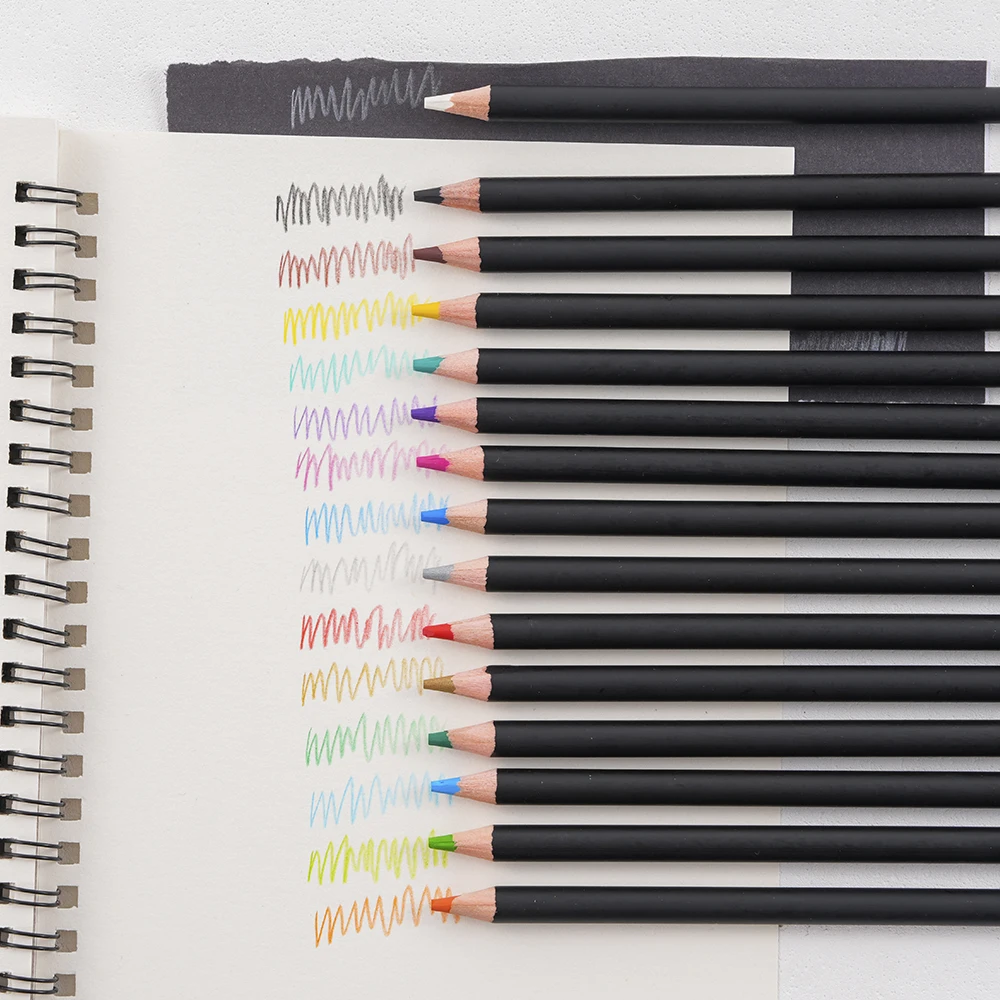 Xin Bowen custom pencil 15pcs black rod colored pencils drawing pencil set for children and students