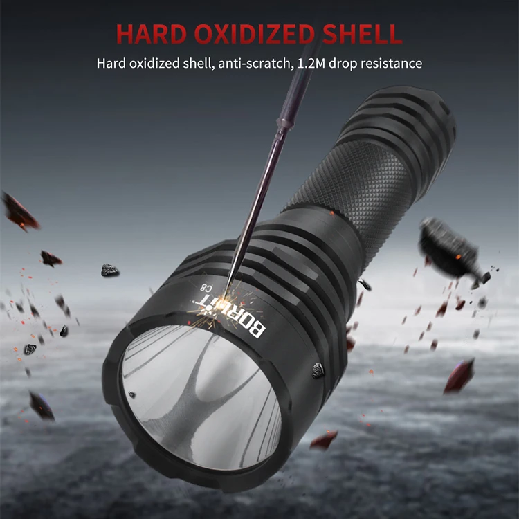 BORUiT 1000M long range White laser Waterproof Anti-drop professional LED flashlight is suitable for camping, emergency
