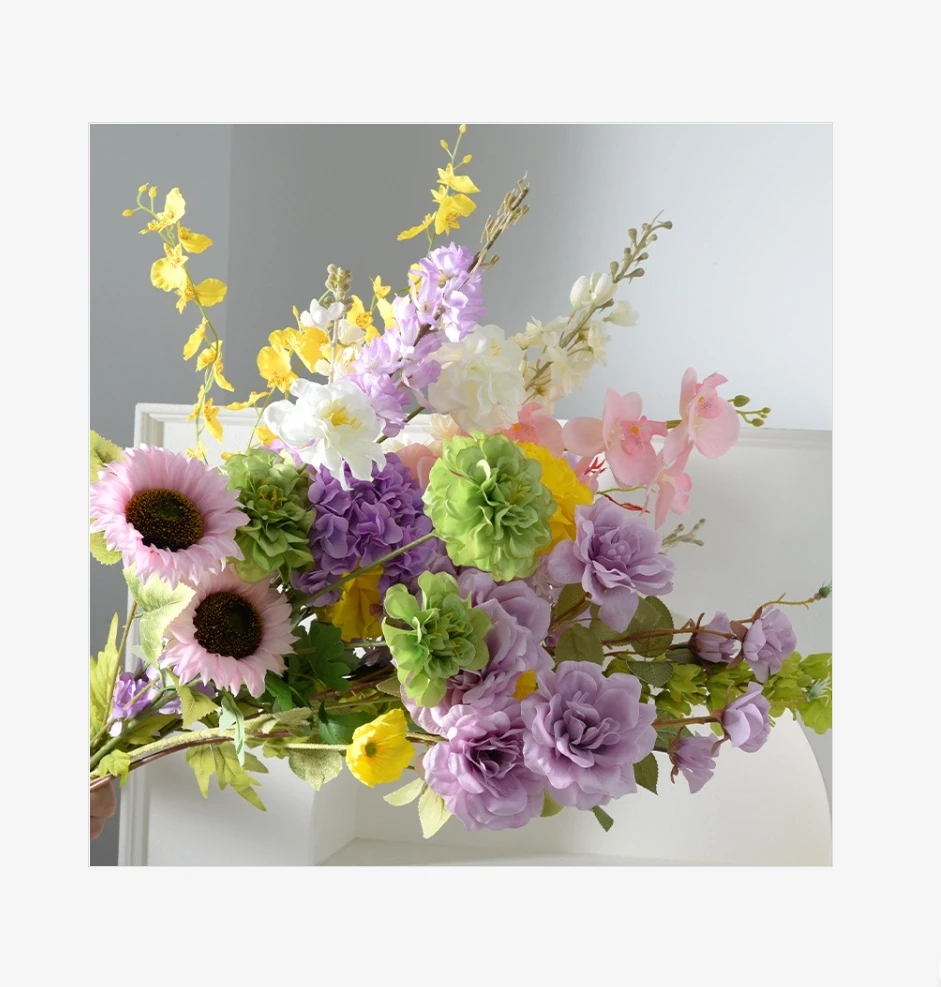 Monet Garden Wind Series Artificial Flowers Wedding Hall Senior Sense Table Decoration Oil Painting Wind  Flowers Wholesale