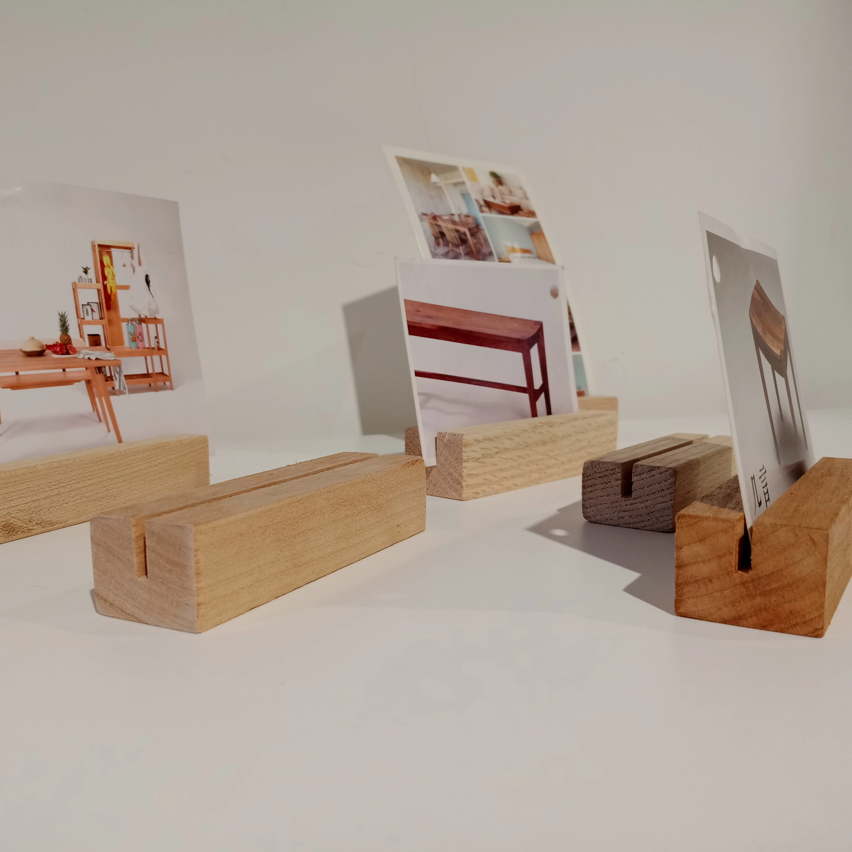 Logo Custom Wooden card holder solid wooden menu business card holder wholesale