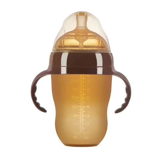 Customize Cartoon Safety Hand Free Newborn Kids Children Wide Neck Feeding Milk Silicone Baby Bottle for Infant