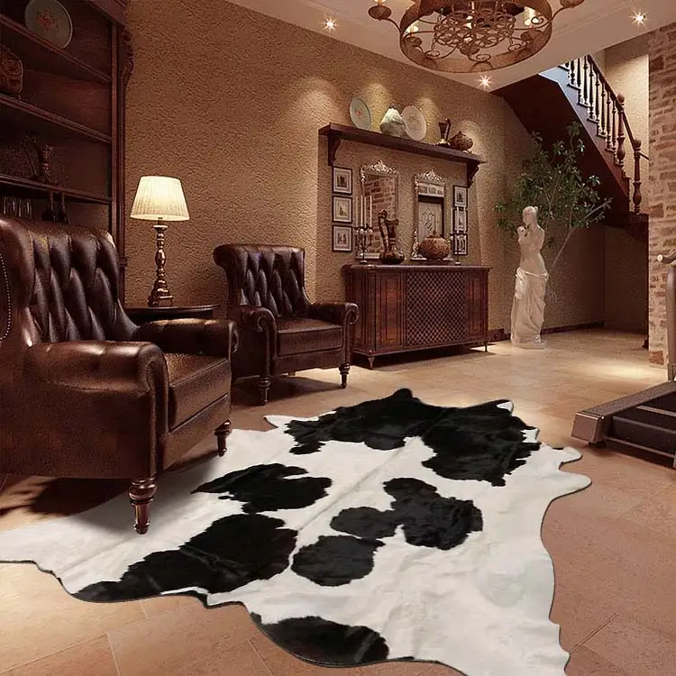 Ковер из воловьей кожи для гостиной нескользящий коврик с принтом в виде животных ковер коровьей шкуры домашнего декора западном стиле