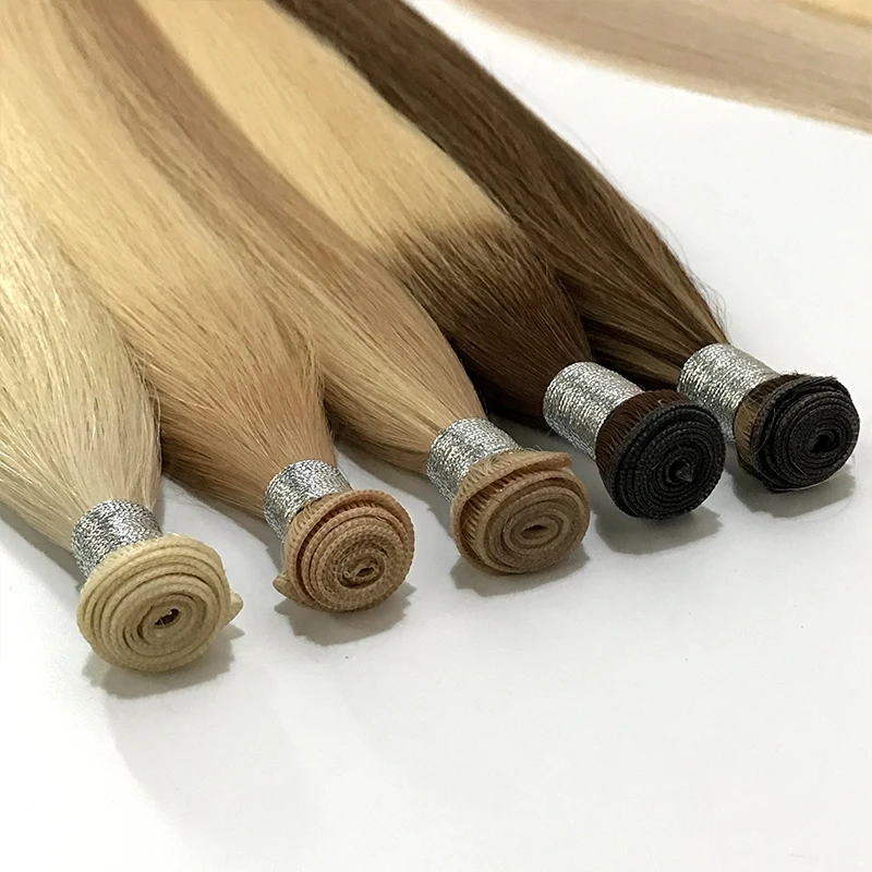 Russian 100% Human Virgin Remy Infinity Weft Double Drawn Hand Tied Genius Weft Hair Extensions Human Russian Hair