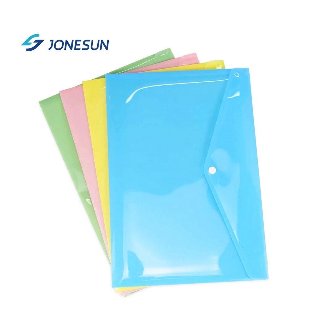 Заказной прозрачный карманный конверт из полипропилена размером A4 A5 с застежкой-кнопкой