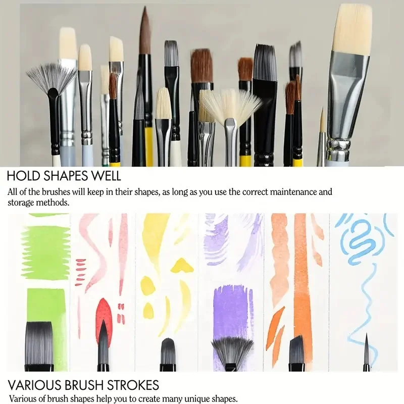 10pcs Paint Brush Set Medium Series Includes Carrying Case Premium Nylon Hair Brush For Acrylic Watercolor Oil Gouache Painting